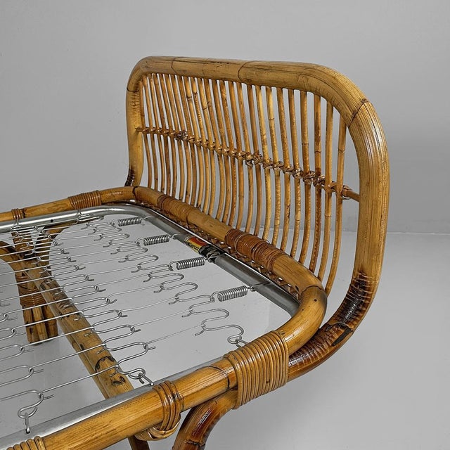 Mid-Century Modern Italian Daybed in Rattan and Metal Mesh, 1960s For Sale - Image 10 of 16