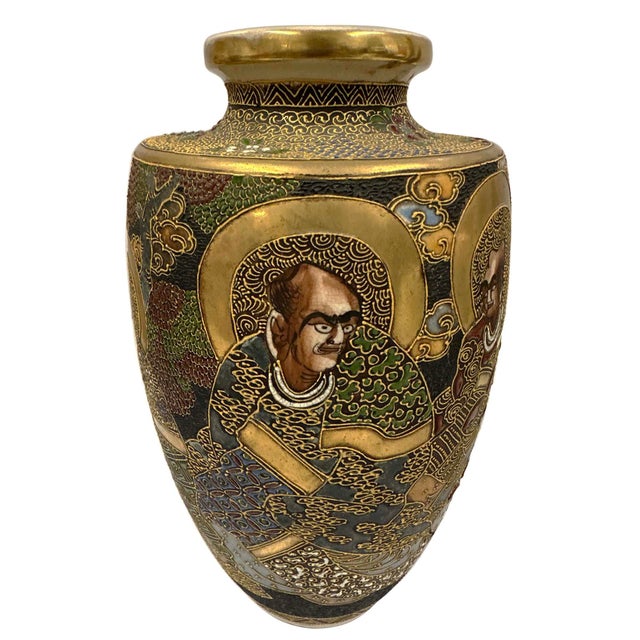 Early 20th Century Japanese Satsuma Polychrome Vase With Gilt and Figures For Sale - Image 15 of 18