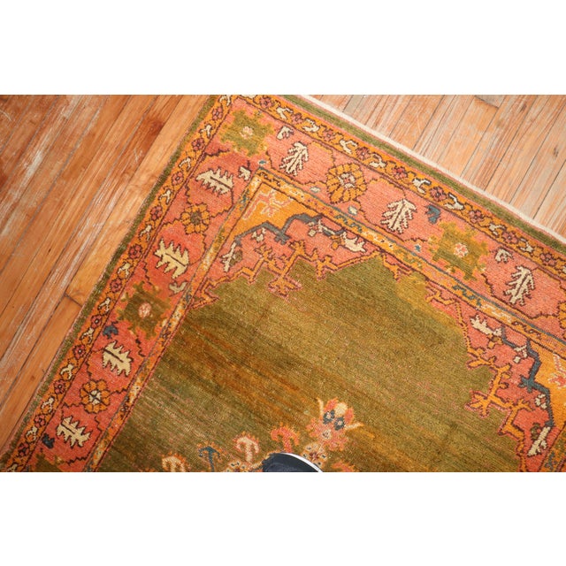 Textile Antique Zabihi Collection Green Turkish Oushak Rug For Sale - Image 7 of 7