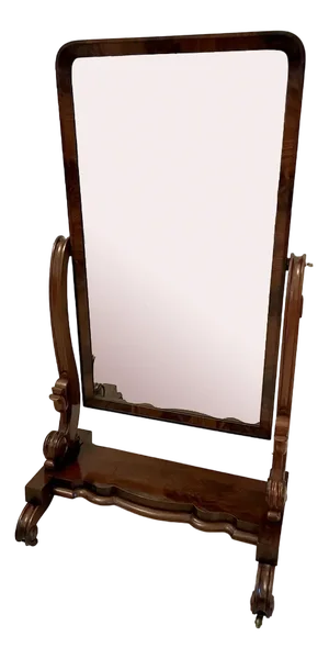 Large Antique Victorian Mahogany Cheval Mirror, 1850s