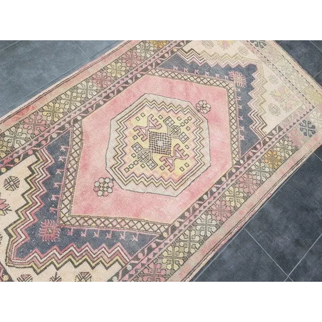 1960s Vintage Wool Handmade Faded Rug- 3′11″ × 6′10″ For Sale - Image 6 of 11