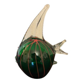 1960s Murano Style Hand Blown Glass Angel Fish Sculpture For Sale