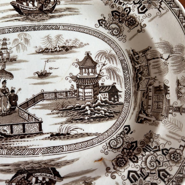 Mid 19th Century A Antique Brown Transfer Decorated Staffordshire Platter, “Nankin” by Dimmock, Circa 1830’s For Sale - Image 5 of 12