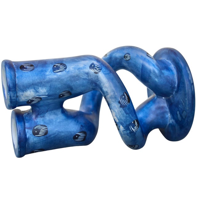 Vintage Handcrafted Blue West-African Soapstone Candleholders- S/2 For Sale In New York - Image 6 of 7