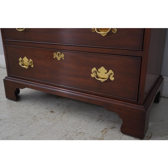 1980s Henkel Harris Cherry Secretary Desk W. Bookcase Top For Sale - Image 11 of 18