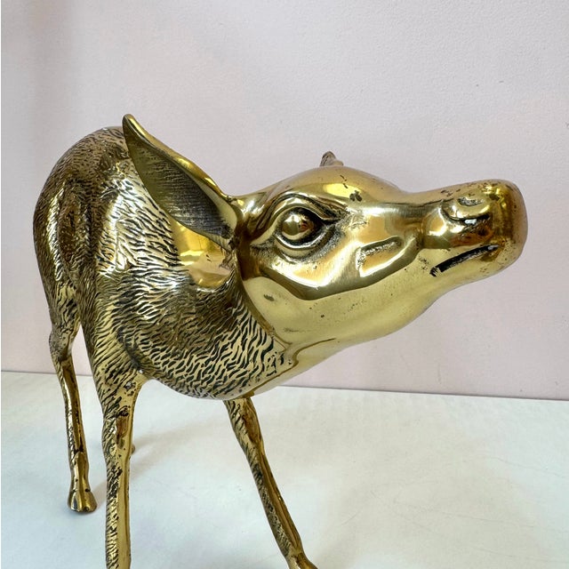 1970s Vintage Large Brass Deer Statue For Sale - Image 5 of 9