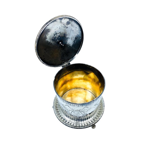 Antique Silver Plate Biscuit Barrel For Sale - Image 4 of 5