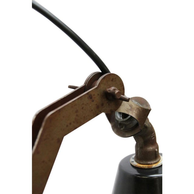 Large Mid-Century Black Enamel and Iron Scissor Wall Lamp For Sale - Image 6 of 8