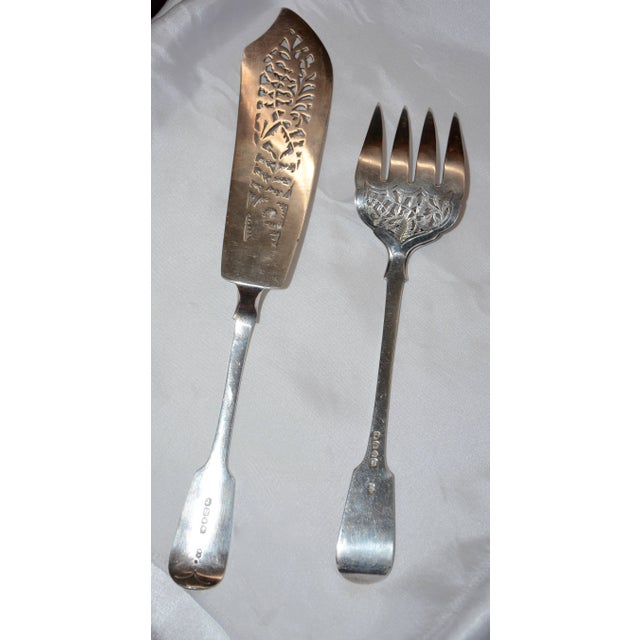 George Angell Sterling Silver Fish Set in Case, Circa 1875, London For Sale - Image 11 of 12