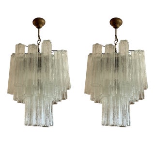 Classic Hallway Murano Chandeliers Tronchi in the style of Venini, Set of 2 For Sale