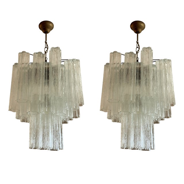 Classic Hallway Murano Chandeliers Tronchi in the style of Venini, Set of 2 For Sale