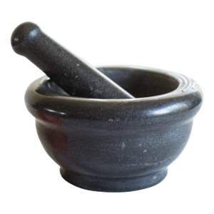 Vintage Honed Black Marble Stone Mortar & Pestle Set