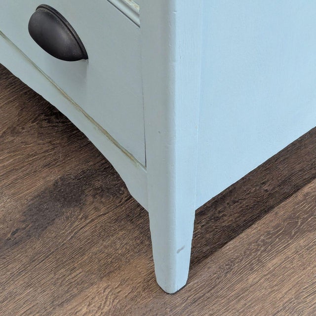 Antique Painted Oak Bow-Front Dresser With Oval Mirror & Skeleton Key For Sale - Image 10 of 10