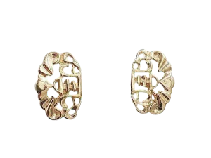 Vintage 1960s Signed Napier Asian Inspired Goldtone Clip Earrings - 2 Pieces