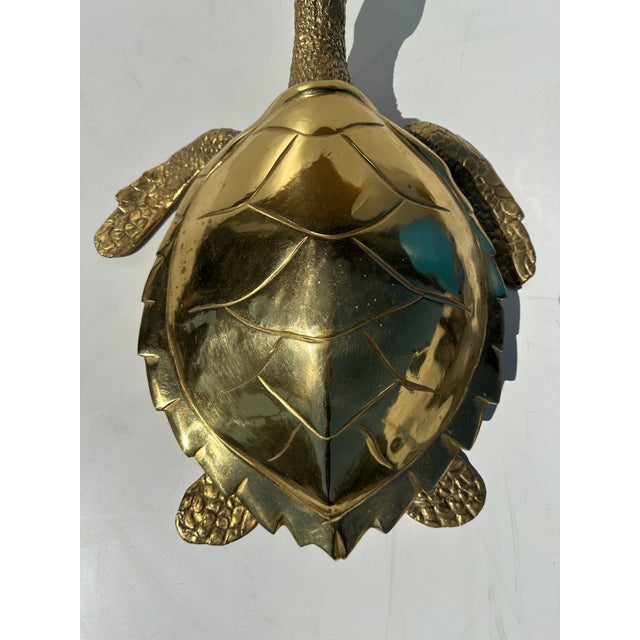 Brass 1970s Large Brass Turtle Hawksbill Sculpture Box For Sale - Image 8 of 12