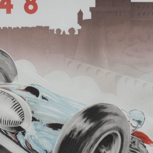 Paper Vintage 20th Century Framed 1948 Monaco Grand Prix Poster from Geo Matt, 1985 For Sale - Image 7 of 16