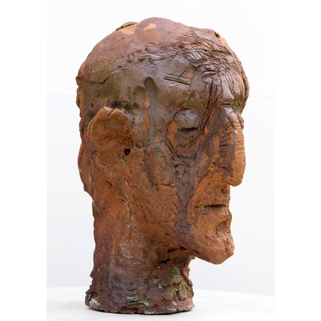 Ceramic Expressionist Head in White Stoneware with Bismuth Rakú Glaze, 2010s For Sale - Image 3 of 18