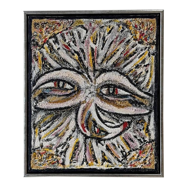 Original Abstract Expressionist Textured Framed Canvas Painting Vintage Mid-Century Modern For Sale