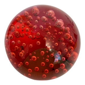 French Vintage Red Bubble Paperweight in Murano Style