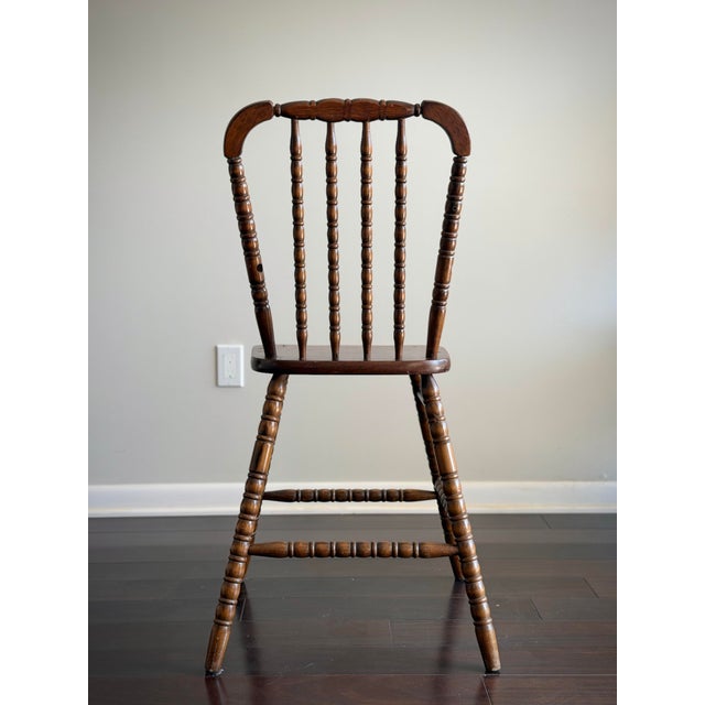 Antique English Tavern Chair C. 1900 Counter Height Turned Bobbin Spindle Back Chair in the Style of Windsor Seating For Sale In Los Angeles - Image 6 of 12