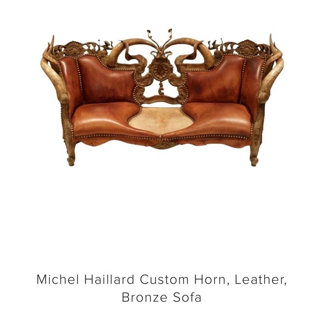 Sienna 1990 Michel Haillard, Dunhill, Paris France, Materials & Techniques Leather, Horn, Bronze, Modern, Tan, 1 Piece, Item Is Unmarked. For Sale - Image 8 of 9