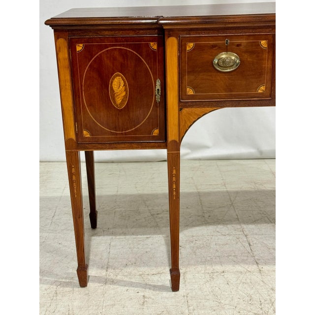 1980s Custom Made Inlaid Mahogany Sideboard For Sale - Image 4 of 12