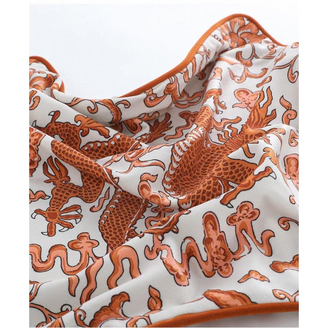 Orange Dragon Chinese Style Pillow 19 Inch Single For Sale - Image 4 of 4