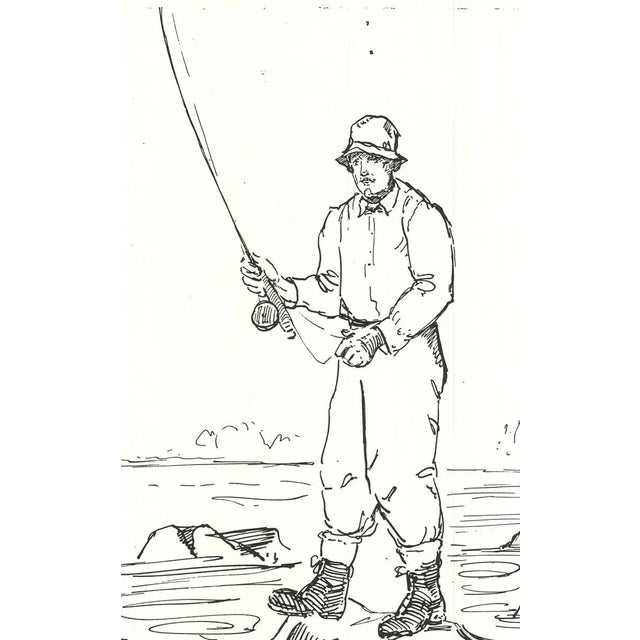 Artist: Y.B.R Title: Fisherman Year: Unknown Signed: No Medium: Lithograph Paper Size: 11 x 8.5 inches ( 27.94 x 21.59 cm...
