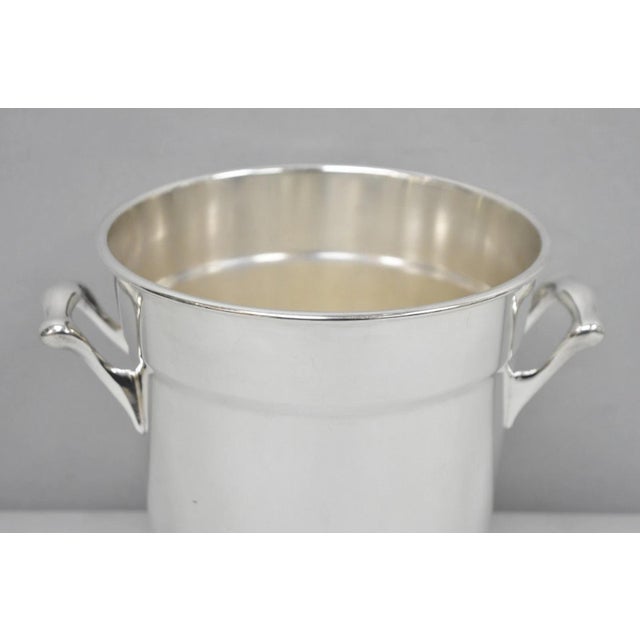 Mid-Century Modern Vintage Crescent Mid Century Modern Silver Plated Champagne Chiller Ice Bucket For Sale - Image 3 of 13