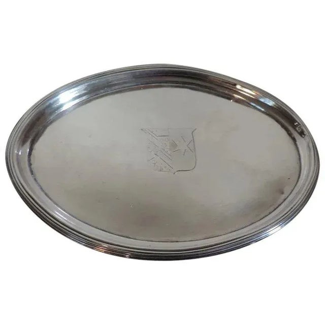 19th Century English Regency Sterling Silver Crest Tea Pot Coaster Stand Salver Tray For Sale - Image 9 of 9