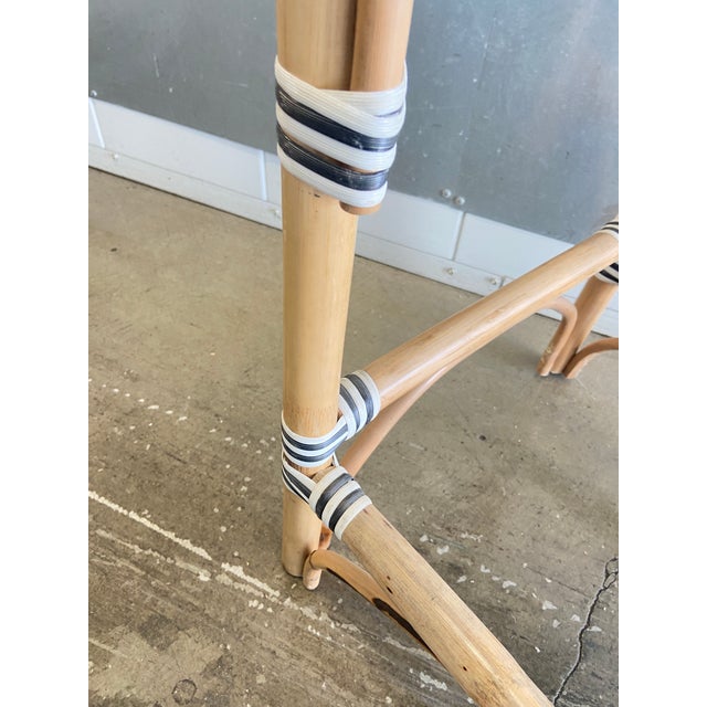 French Parisian Bistro Style Rattan Counter Height Stool, Black & White