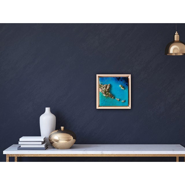 Early 21st Century Flying Over the Ocean #6 by Ana Hefco | Layered tinted resin & Mixed Media on wood panel abstract seascape For Sale - Image 5 of 5