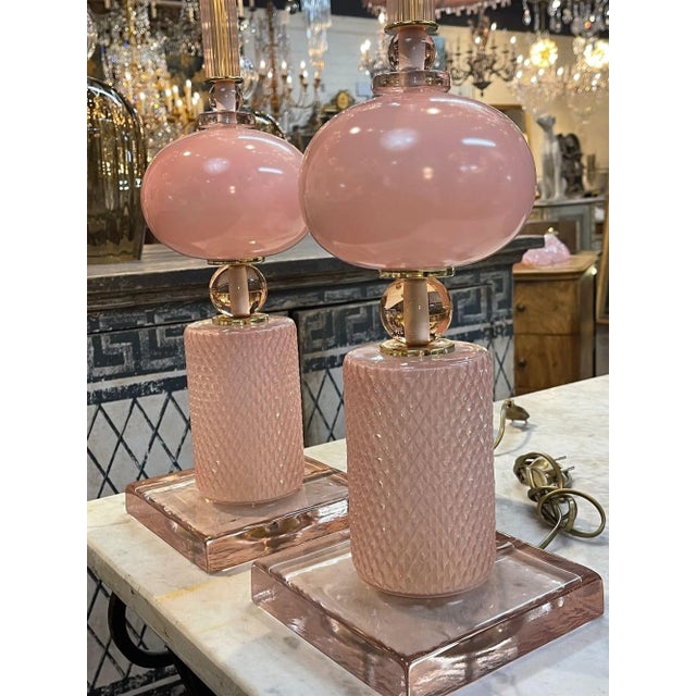 Modern Pink Murano Glass Lamps For Sale In Dallas - Image 6 of 8
