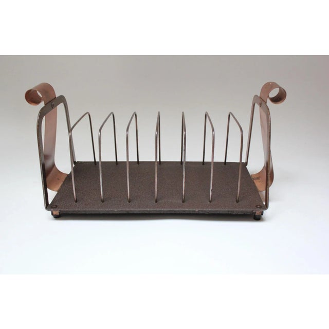 Mid-Century Modern Vintage Aluminum "Scroll" LP/Vinyl/45 Record Rack For Sale - Image 3 of 12