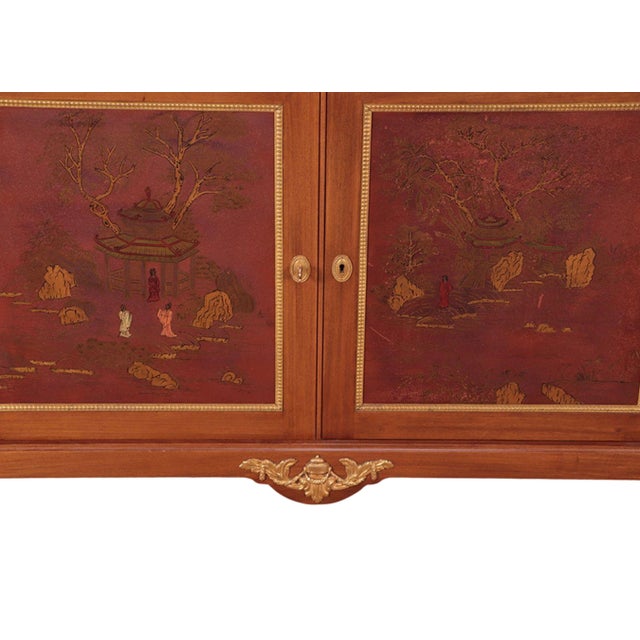Maison Jansen Louis Xvi Chinoiserie Style Mahogany Marble Commode For Sale - Image 4 of 9