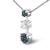Contemporary 14K White Gold 1 1/2 Cttw Treated Blue and White Diamond 3-Stone 18" Pendant Necklace For Sale - Image 3 of 5