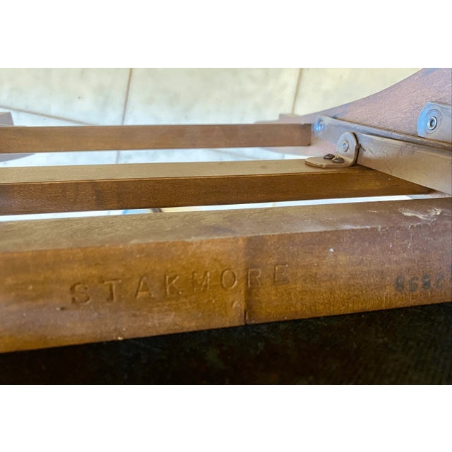 Vintage Stakmore 33" Wood Traditional American Folding Fold Upholstered Chair For Sale In Pittsburgh - Image 6 of 7