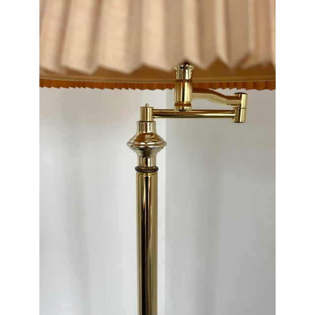 1990s Hollywood Regency Adjustable Swing Arm Brass Floor Lamp For Sale - Image 6 of 10