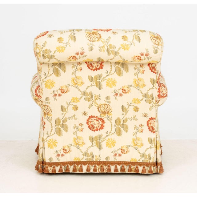 Cream Lee Jofa Floral Fabric Upholstered Armchair For Sale - Image 8 of 9