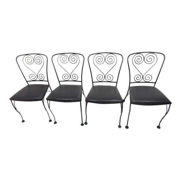 Vintage Black Wrought Iron Patio Chairs Set of 4 Chairish