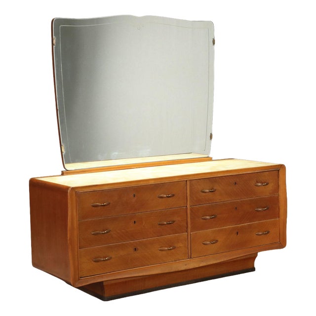 Vintage Dresser in Mahogany with Glass Top, 1950s For Sale