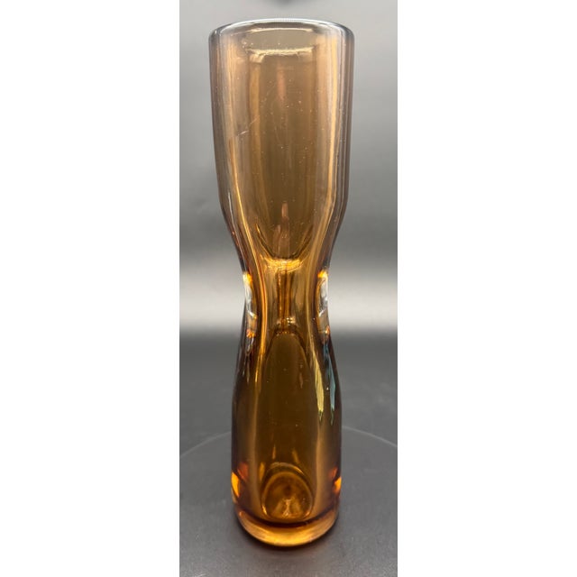 1950s Vintage Venini Forati Vase by Fulvio Bianconi, Amber Murano Glass, Italian Mid Century Modern Art Glass, Circa 1951 For Sale - Image 5 of 18