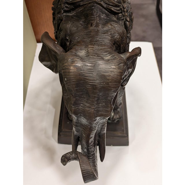Large Maitland Smith Bronze Elephant Center Piece For Sale - Image 9 of 15