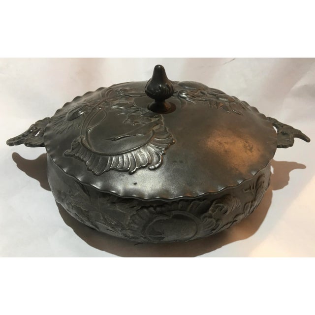Art Nouveau Vintage Kayserzinn Art Nouveau Pewter Dish & Lid For Sale - Image 3 of 13