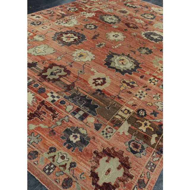 Red Turkish Oushak Old Wool Rug 9'1" x 13'10" #30135 For Sale - Image 8 of 8