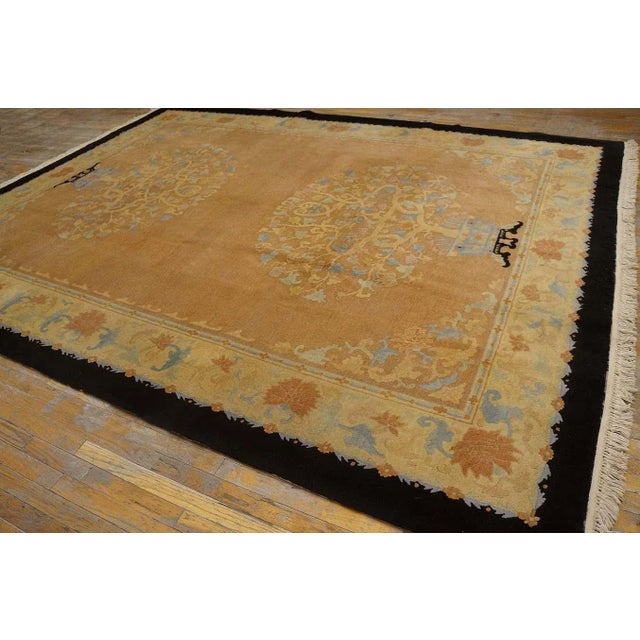 1920s Chinese Art Deco Carpet ( 9' x 11' 6" - 275 x 350 cm ) Antique Art Deco Room Size Wool Salmon Rug, Circa Date:...