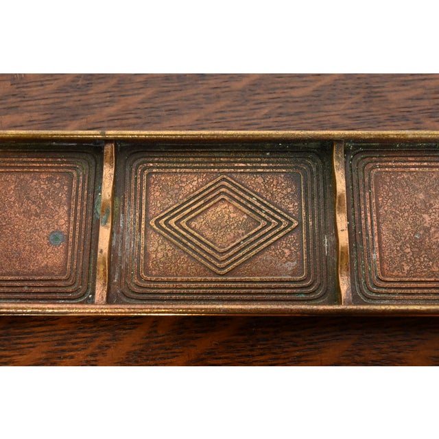 Metal Tiffany Studios New York Graduate Pattern Bronze Doré Pen Tray For Sale - Image 7 of 12