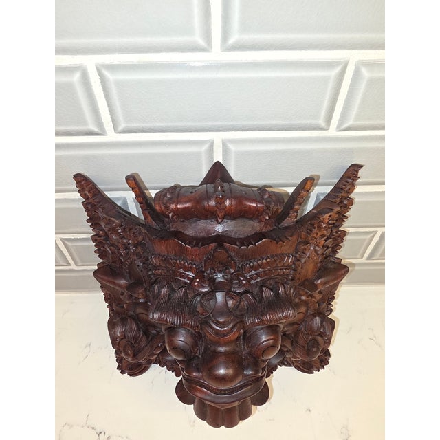 1960s Signed Mid-Century Balinese Macassar Ebony Boma Guardian Mask by Ida Bagus Nyoman Subrata For Sale - Image 5 of 12