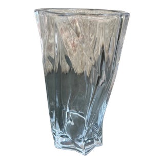 Art Deco Style Modernist Cubist Molded Glass Vase For Sale
