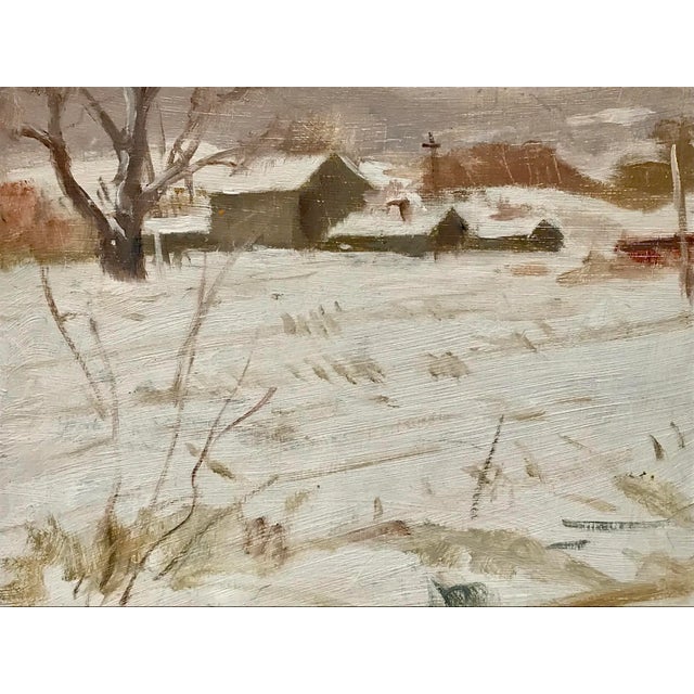 American American Impressionist Oil Painting New England Winter Landscape by Harry Barton For Sale - Image 3 of 7
